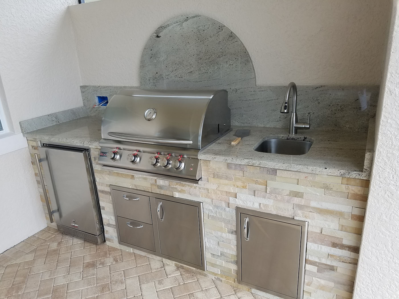 This Custom Barbecue Island By Elegant Outdoor Kitchens Has A