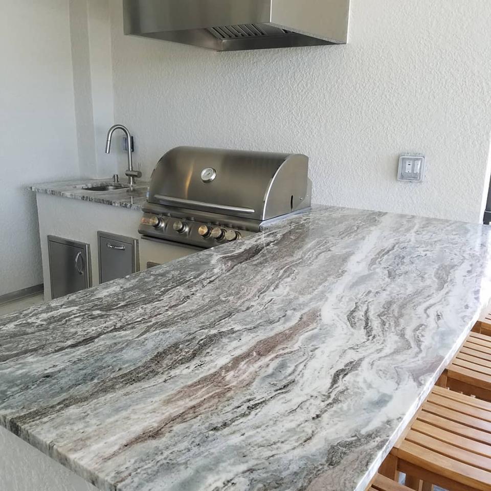 This Custom Barbecue Island Was Finished Using Level 3 Ocean Beige